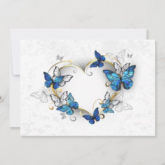 Juwelenherz mit Schmetterlingen Morpho Save The Date (Vorderseite)