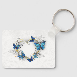 Juwelenherz mit Schmetterlingen Morpho Schlüsselanhänger