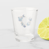 Juwelenherz mit Schmetterlingen Morpho Schnapsglas (Rückseite)