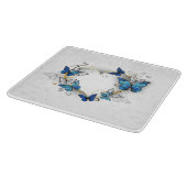 Juwelenherz mit Schmetterlingen Morpho Schneidebrett (Ecke)