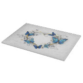 Juwelenherz mit Schmetterlingen Morpho Schneidebrett (Ecke)