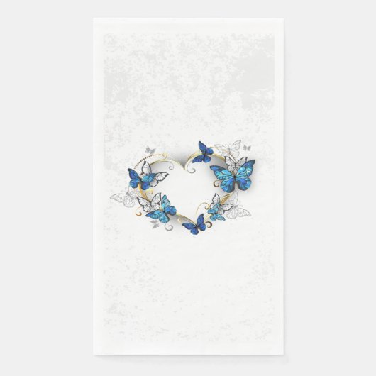 Juwelenherz mit Schmetterlingen Morpho Serviette (Vorderseite)