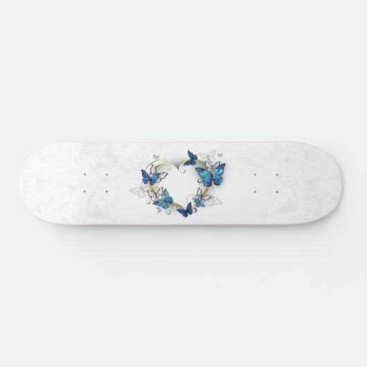 Juwelenherz mit Schmetterlingen Morpho Skateboard (Horizontal)