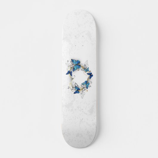 Juwelenherz mit Schmetterlingen Morpho Skateboard (Vorne)