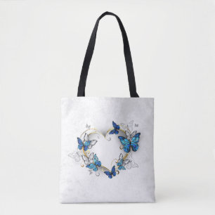Juwelenherz mit Schmetterlingen Morpho Tasche