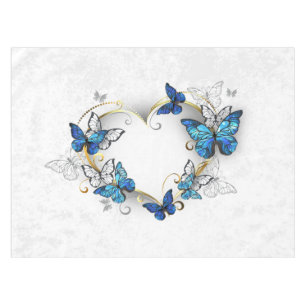 Juwelenherz mit Schmetterlingen Morpho Tischdecke