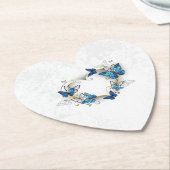 Juwelenherz mit Schmetterlingen Morpho Untersetzer (angewinkelt)