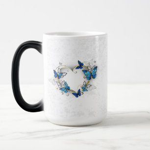 Juwelenherz mit Schmetterlingen Morpho Verwandlungstasse