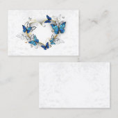 Juwelenherz mit Schmetterlingen Morpho Visitenkarte (Vorne/Hinten)