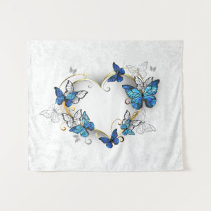 Juwelenherz mit Schmetterlingen Morpho Wandteppich