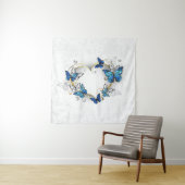 Juwelenherz mit Schmetterlingen Morpho Wandteppich (Beispiel)