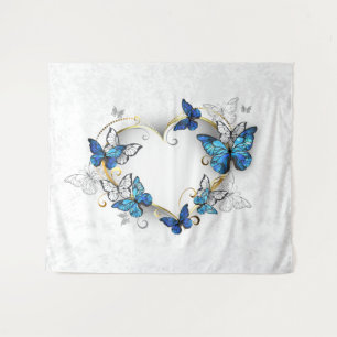 Juwelenherz mit Schmetterlingen Morpho Wandteppich