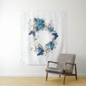 Juwelenherz mit Schmetterlingen Morpho Wandteppich (Beispiel)