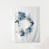 Juwelenherz mit Schmetterlingen Morpho Wandteppich (Vorderseite)
