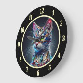 Juwelenkatze Große Wanduhr (Winkel)