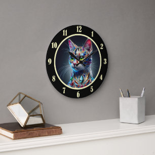 Juwelenkatze Große Wanduhr