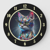 Juwelenkatze Große Wanduhr (Vorderseite)