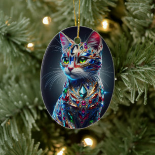 Juwelenkatze Keramik Ornament
