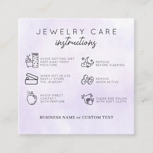 Juwelenpflege Danke Lila Wasserfarbengeschäft Begleitkarte (Vorderseite)