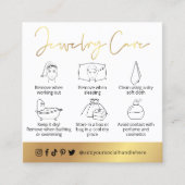 Juwelenpflege-Leitfaden Weiß- und Gold-Script-Logo Quadratische Visitenkarte (Vorderseite)