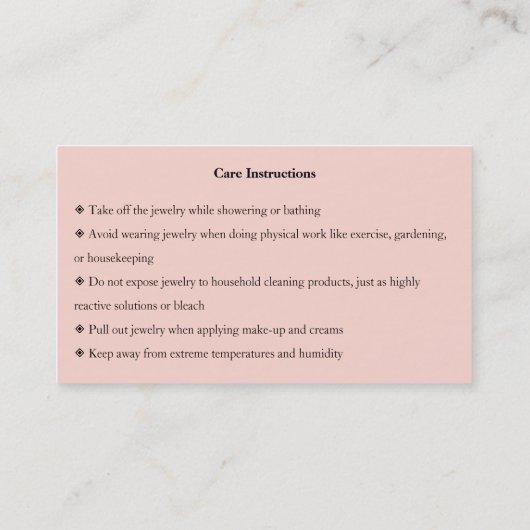 Juwelenpflege Pink Chic Script Danke Karte (Rückseite)