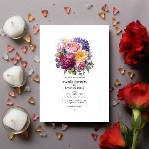 Juwelentöne und grüne florale Hochzeit Einladung