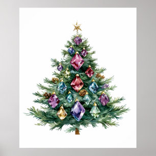 Juwelenverzierter Weihnachtsbaum Poster