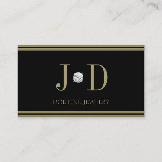 Juwelier-Diamant-Schwarzes/Goldstreifen Visitenkarte (Vorderseite)