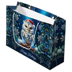 Juwelier-Eule mit Weihnachtsmann-Hut-Geschenktasch Große Geschenktüte