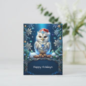 Juwelier-Eule mit Weihnachtsmannmütze Postkarte (Stehend Vorderseite)