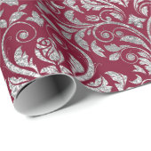 Juwelier Royal Damask Floral Maroon Burgundy Silve Geschenkpapier (Rolleneckpunkt)