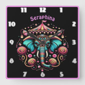 Juwelierelefant im Karneval Quadratische Wanduhr (Vorderseite)