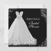 Juwelierkleid White Black Wedding Brautparty in Einladung (Vorderseite)