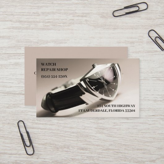 Juwelierladen im Vintagen Uhrenladen - Reparatur Visitenkarte (Vorderseite/Rückseite Beispiel)