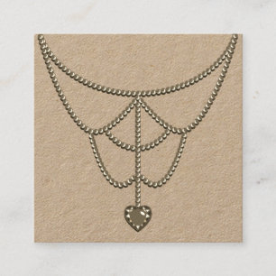 Juwelierpearls Herz Pendant Necklace Glam Display Quadratische Visitenkarte