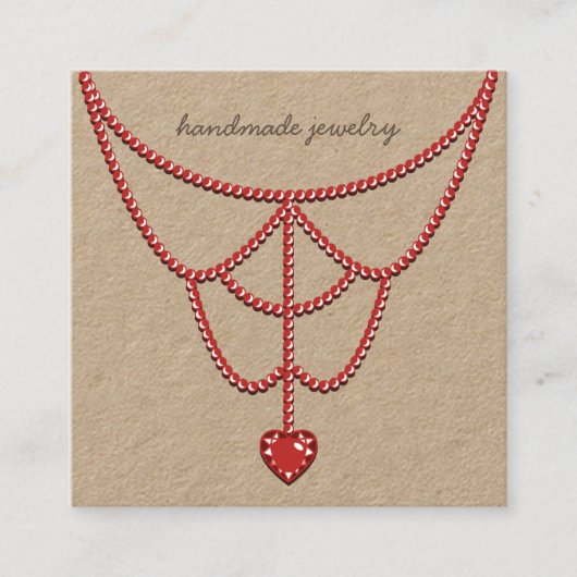 Juwelierpearls Nekklace Display Red Heart Atembera Quadratische Visitenkarte (Vorderseite)