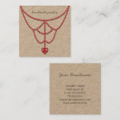 Juwelierpearls Nekklace Display Red Heart Atembera Quadratische Visitenkarte (Vorne/Hinten)