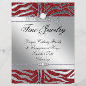 Juweliersalon Flyer Haarsalon Zebra Sparkle Rotes (Vorne)