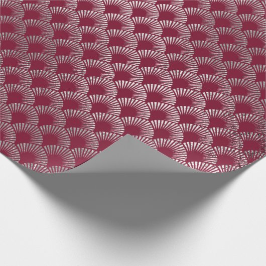Juwelierskales Maroon Burgundy Silver Vip Geschenkpapier (Ecke)