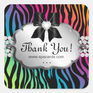 Juweliersticker Zebra Rainbow Salon Quadratischer Aufkleber