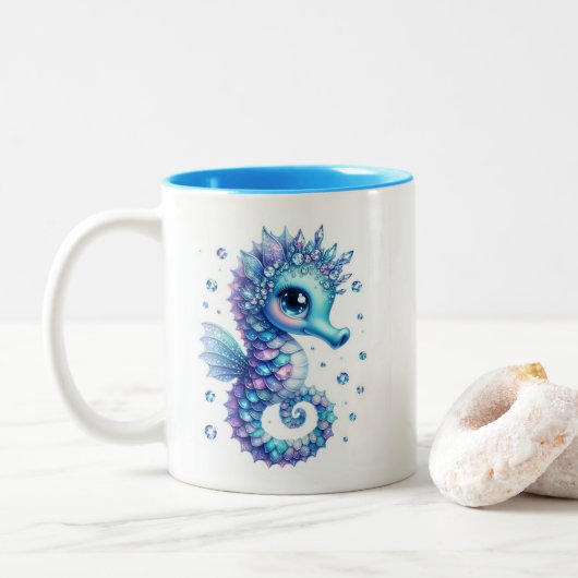 Juweliertes Seepferdchen Zweifarbige Tasse (Mit Donut)