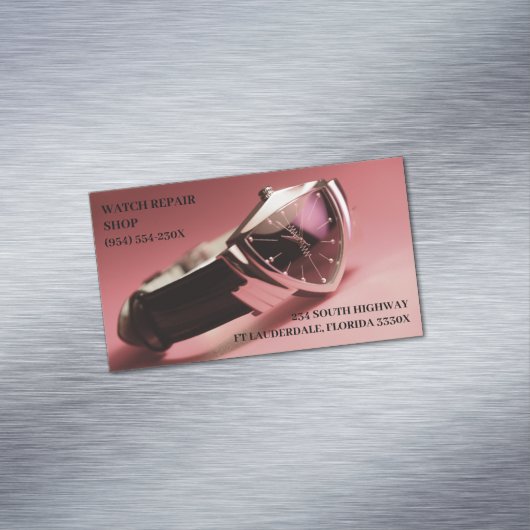 Juwelieruhr-Reparaturwarenladen Vintage Uhr Magnetische Visitenkarte (Beispiel)