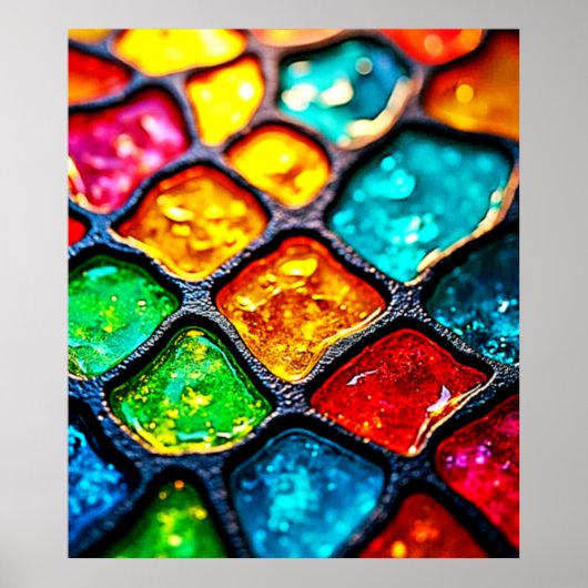 Juwelton gefärbte Glas-Kunst-Glow-Design Poster (Vorne)
