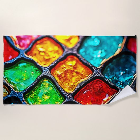 Juwelton gefärbte Glas-Kunst-Glow-Design Strandtuch (Vorderseite)