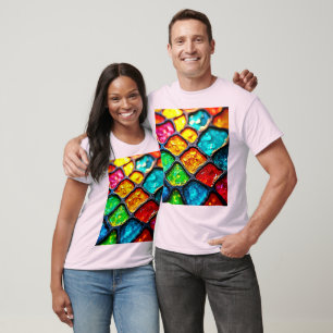 Juwelton gefärbte Glas-Kunst-Glow-Design T-Shirt