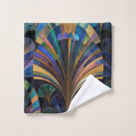 Juwelton Pfau Blau Lila Gold Art Deco Badhandtuch Set