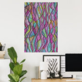 Juwelton Psychedelische Wellige Abstrakte Kunst Poster (Heimbüro)
