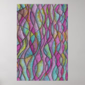 Juwelton Psychedelische Wellige Abstrakte Kunst Poster (Vorne)