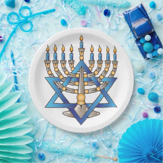 Juwish Menorah Pappteller (Party)