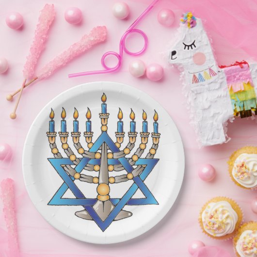 Juwish Menorah Pappteller (Party)
